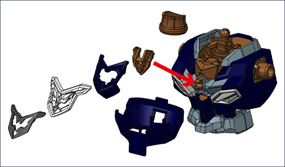 Decorations on the Chest and Cuffs Reproduced with Parts Division and Parts Colors.