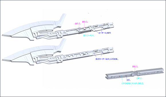 The axes can change into a Beam Naginata or be attached to the shield! Exciting parts rearranging gimmicks!